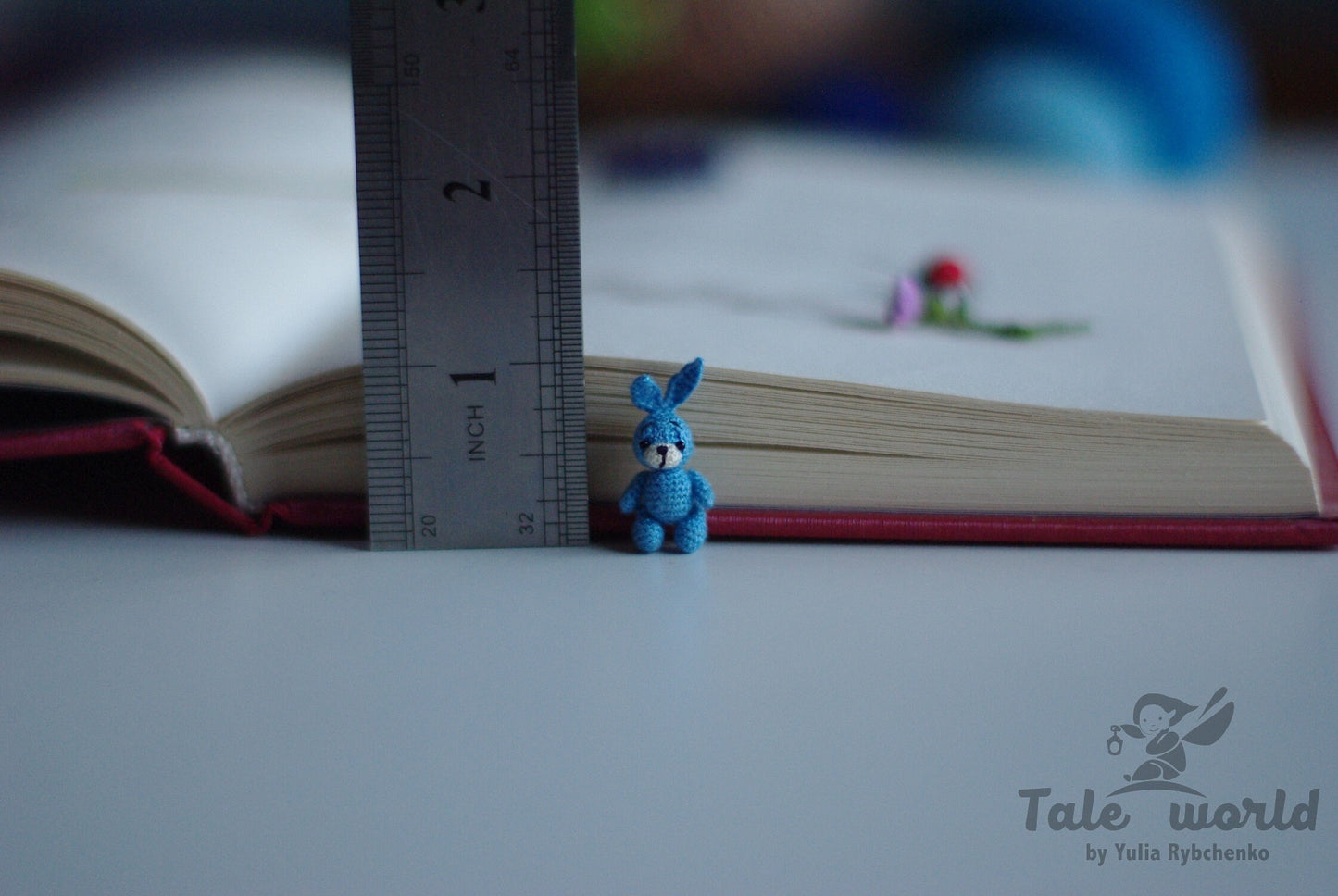 Miniature Crochet Blue Bunny