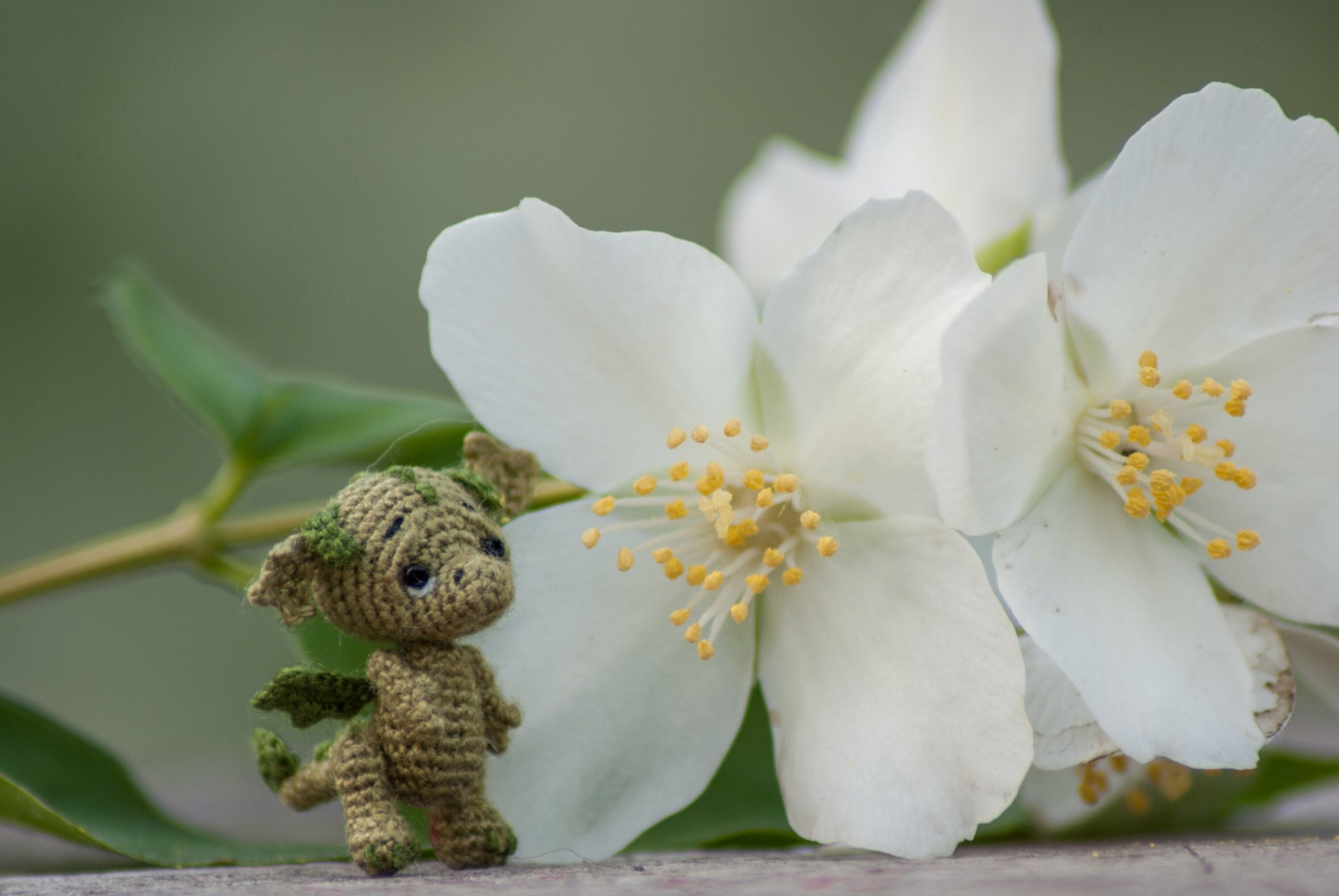 Small crochet dragon collectible decor
