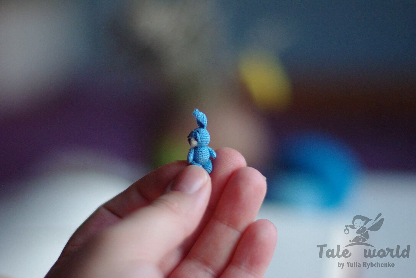 Miniature Crochet Blue Bunny