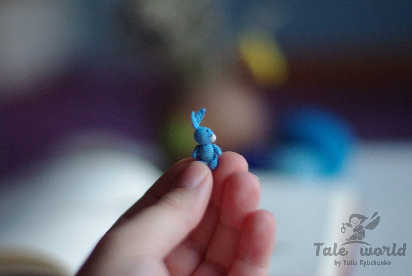 Miniature Crochet Blue Bunny