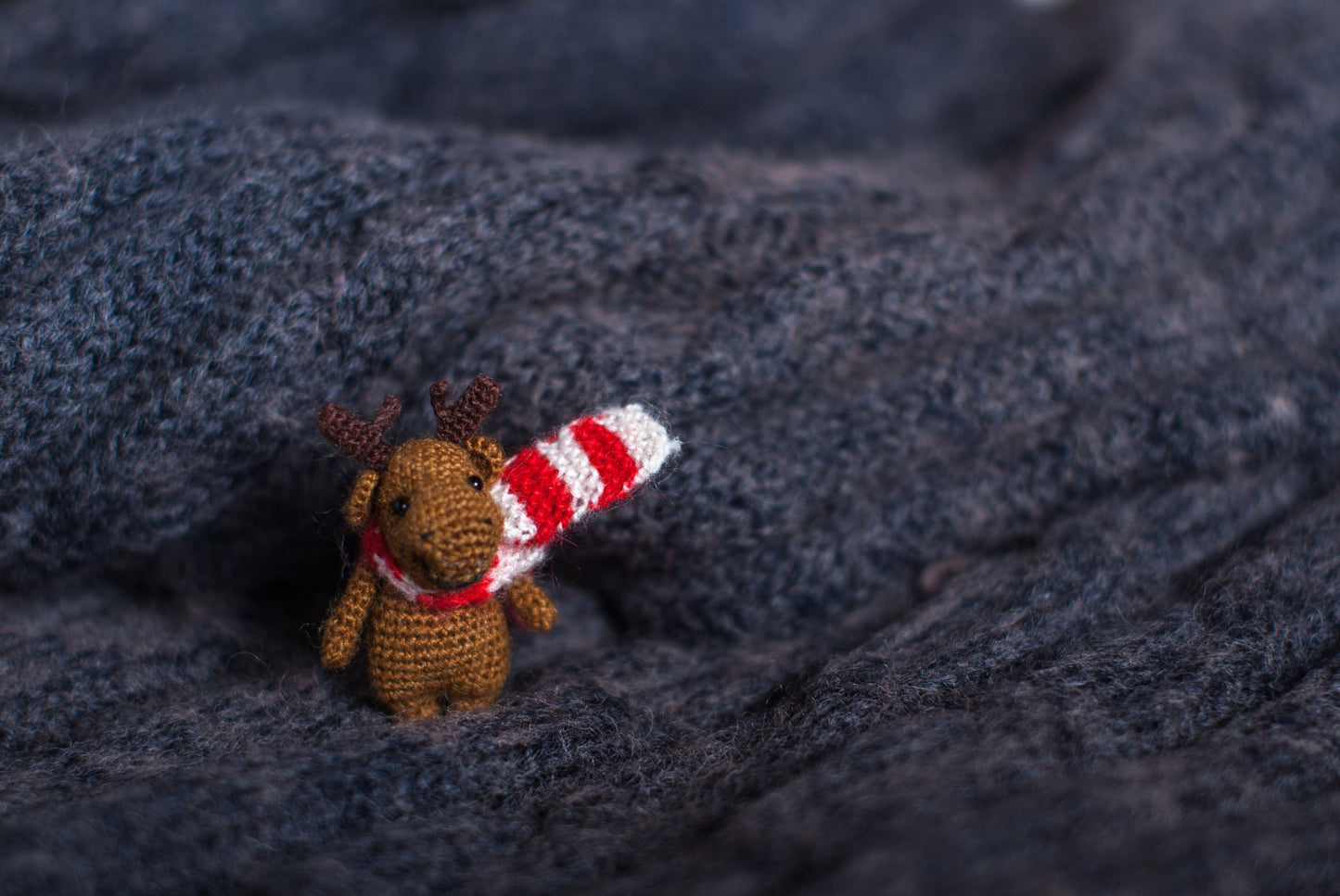 Miniature Crochet Moose with scarf
