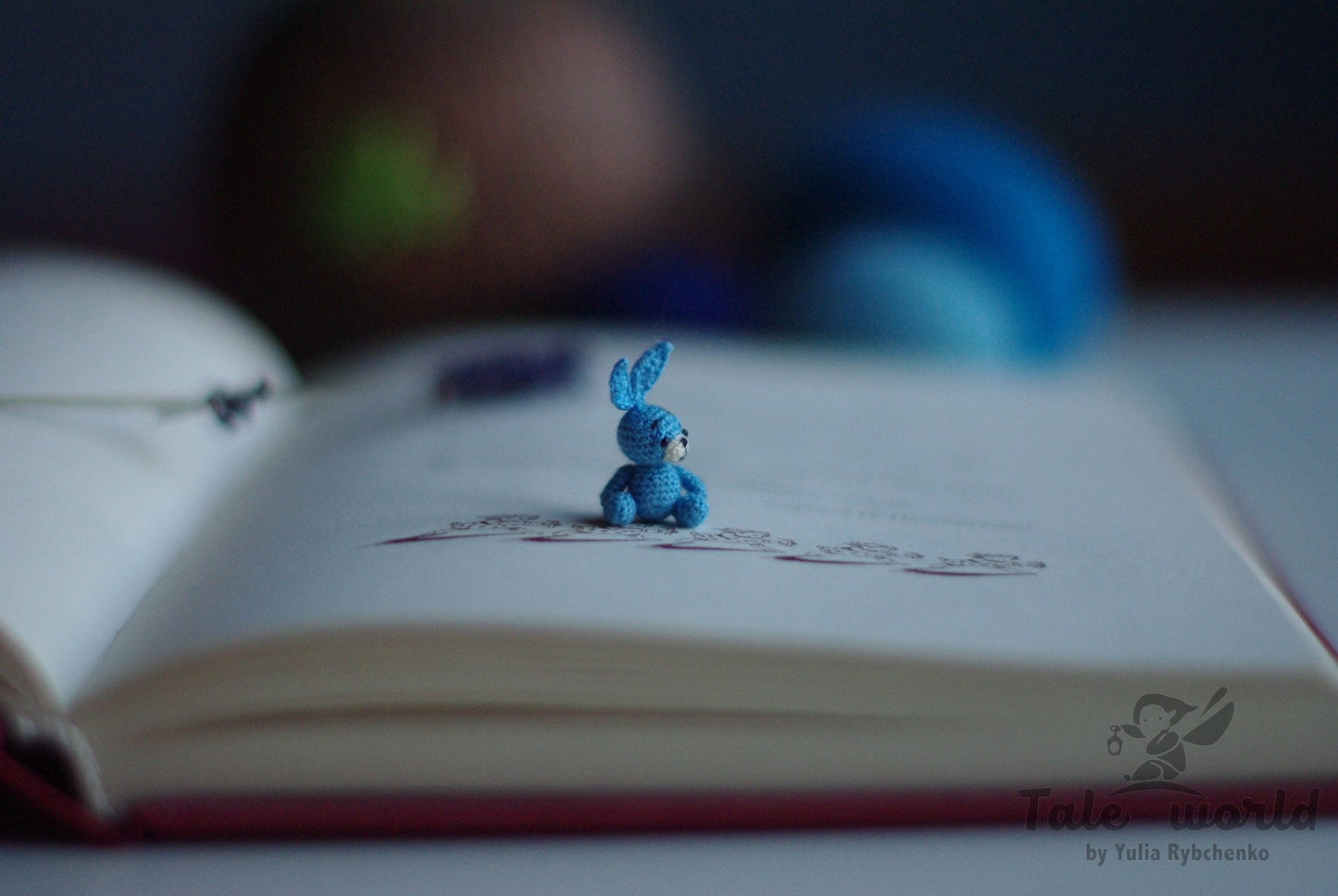 Miniature Crochet Blue Bunny