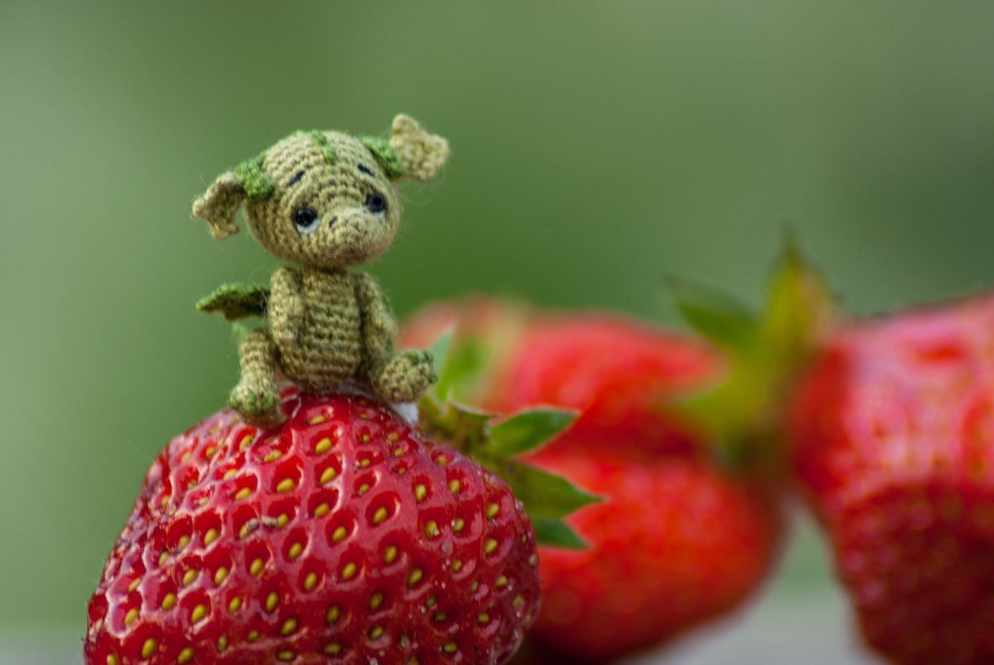 Miniature Crochet Green Dragon
