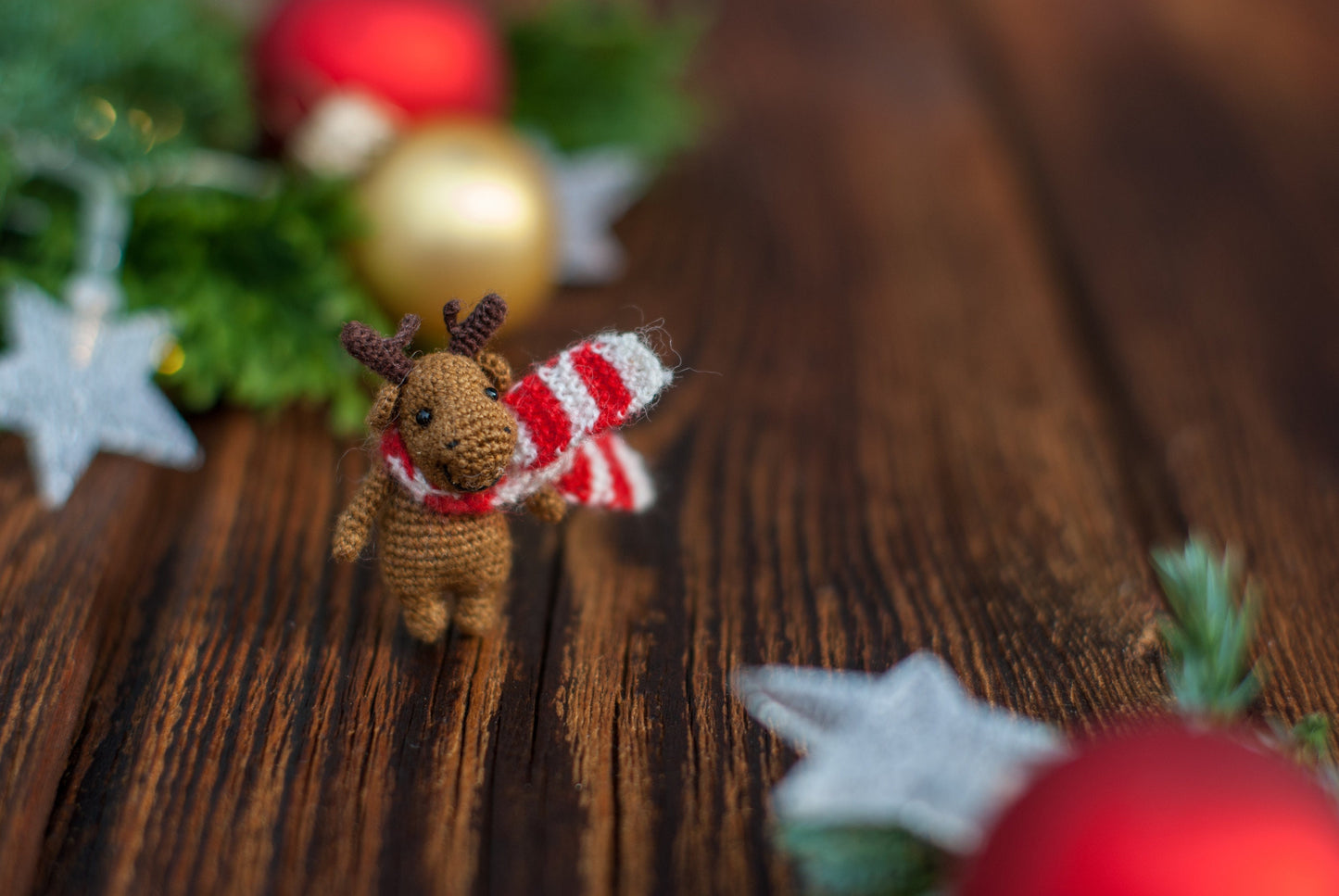 Miniature Crochet Moose with scarf