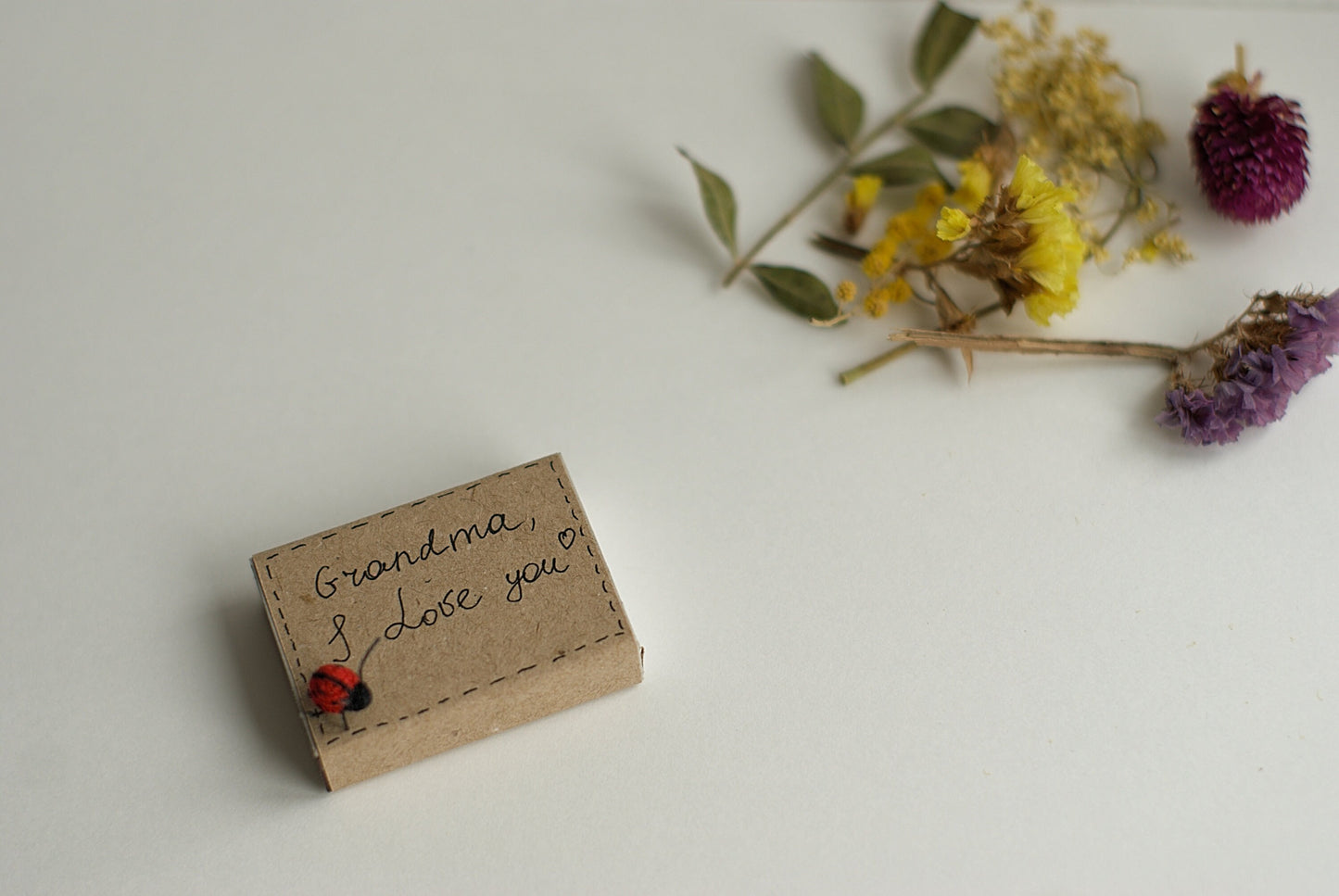 Personalized gift box with ladybug and sunflower