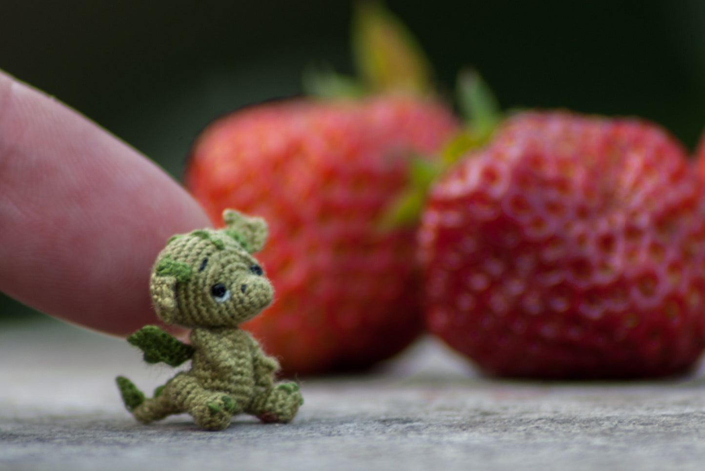 Miniature Crochet Green Dragon