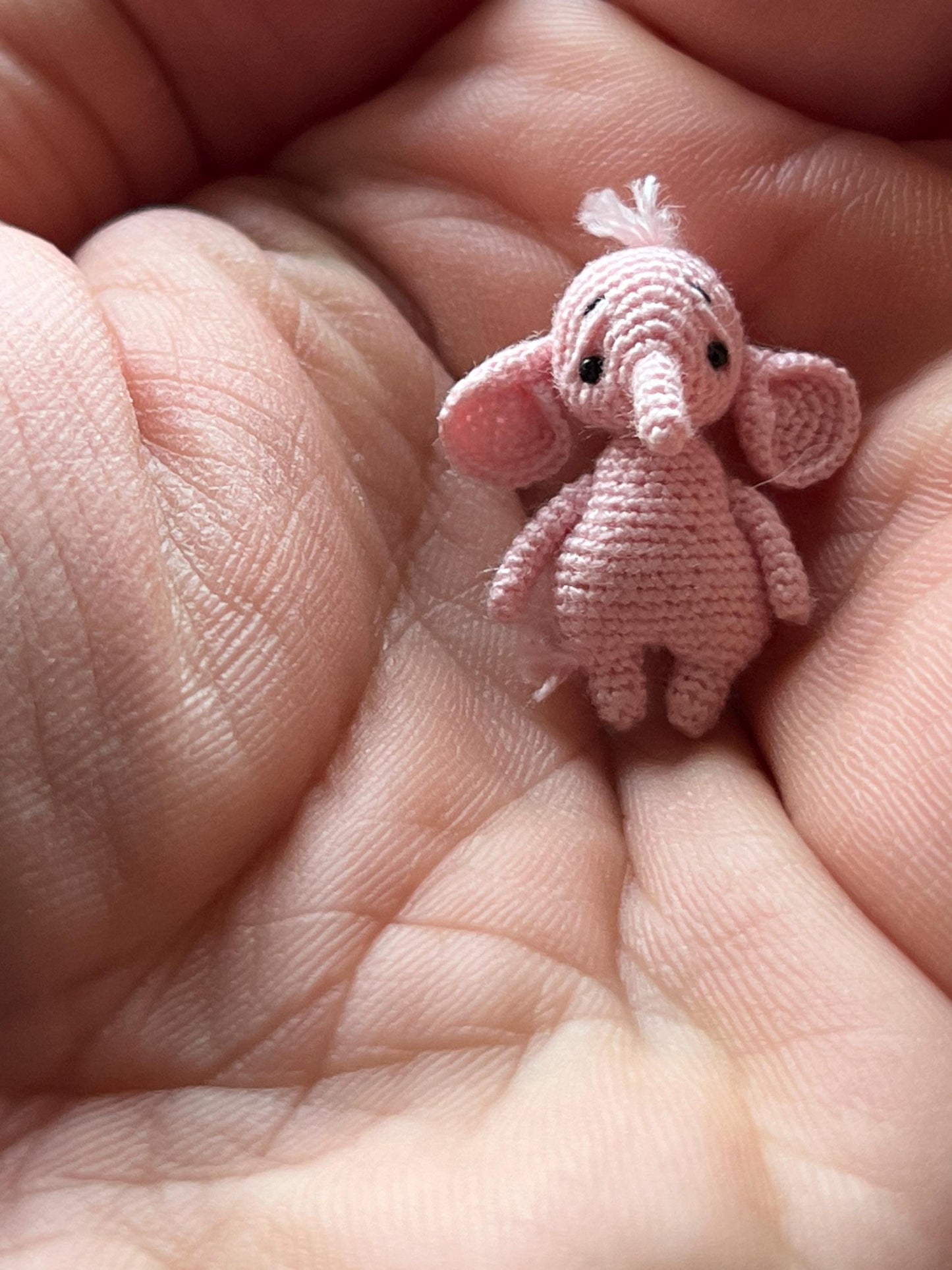 Soft pink elephant figure handmade with cotton thread