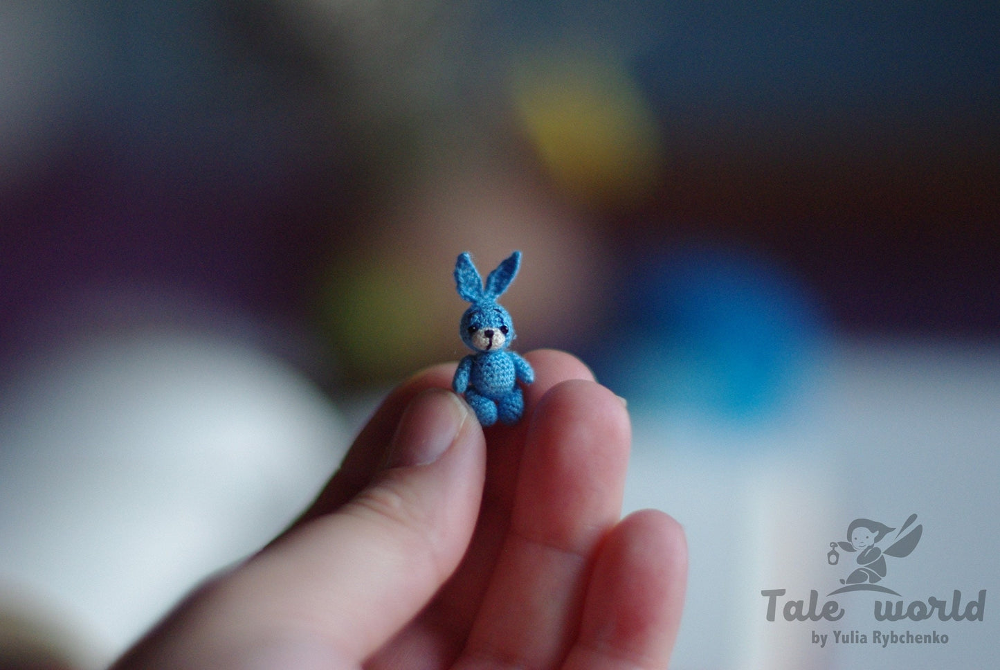 Miniature Crochet Blue Bunny
