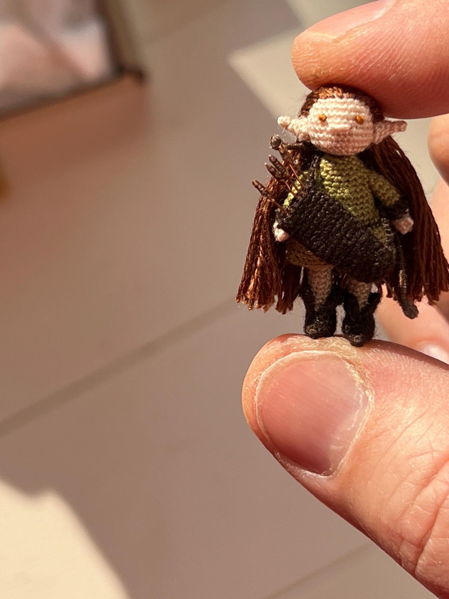 Handmade elven miniature figurine with long hair