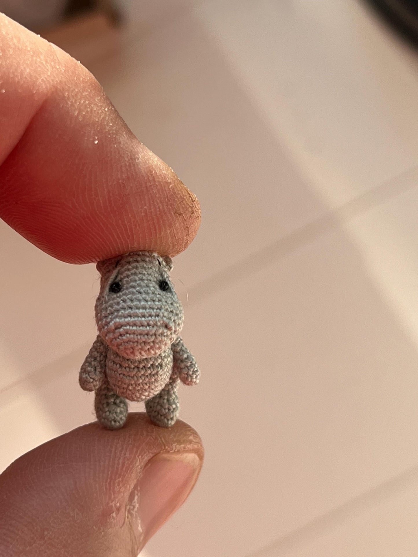 Miniature Crochet Hippo with Balloons