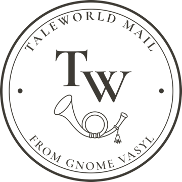 The round postmark of TaleWorld Mail.